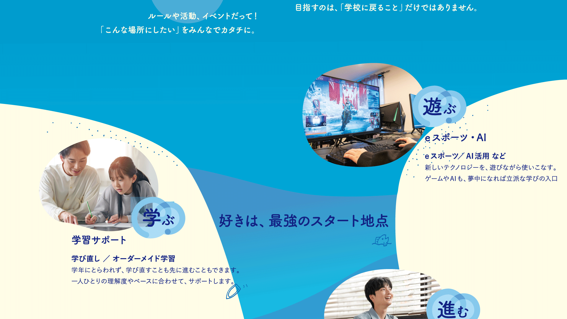 コンテンツについて、遊び・学ぶ・進む